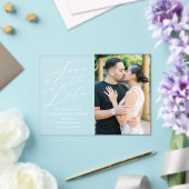 ミニマリスト書道結婚式の日付を保存 アクリル招待状 (インサイチュ (ウェディング))