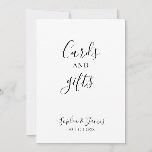 ミニマリスト書道結婚式カード&ギフトサイン 招待状 (正面)