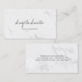 ミニマリスト書道銀白色フォイル大理石 名刺 (正面/裏面)