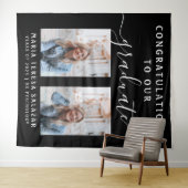 ミニマリスト書道2枚の写真卒業 タペストリー (インサイチュ(横))