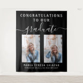 ミニマリスト書道2枚の写真卒業 タペストリー (正面)