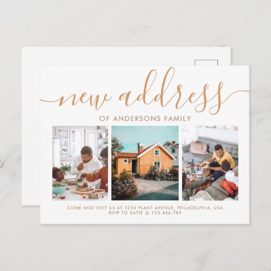 ミニマリスト書道3写真新しいアドレス 案内ポストカード (正面/裏面)