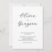 ミニマリスト書道QRコードRSVP 結婚's 招待状 (正面)