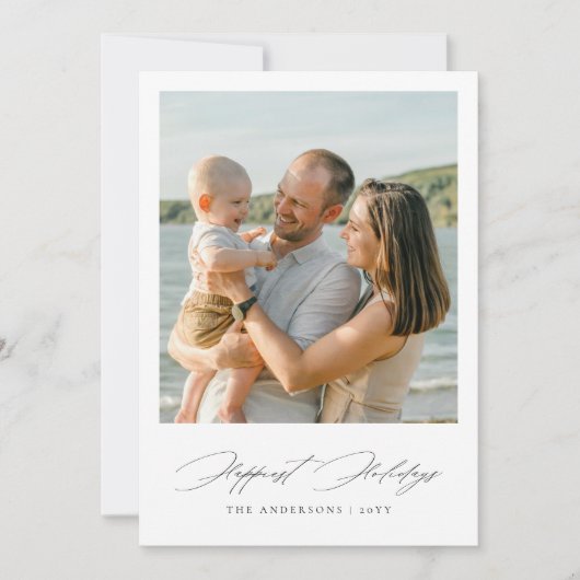 ミニマリスト最も幸せな休日フォトクリスマスカード シーズンカード (正面)