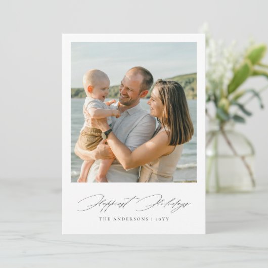 ミニマリスト最も幸せな休日フォトクリスマスカード シーズンカード (スタンド正面)