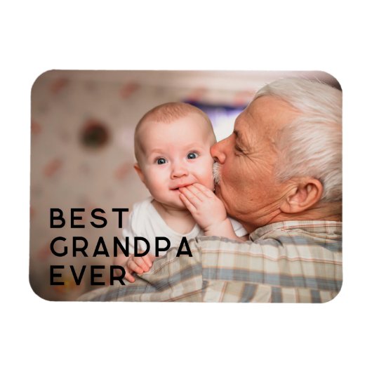 ミニマリスト最高のオールキャップGrandpa Ever写真 マグネット (横)