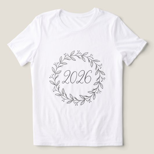 ミニマリスト月桂樹リース 2026 トライブレンドTシャツ (デザイン正面)
