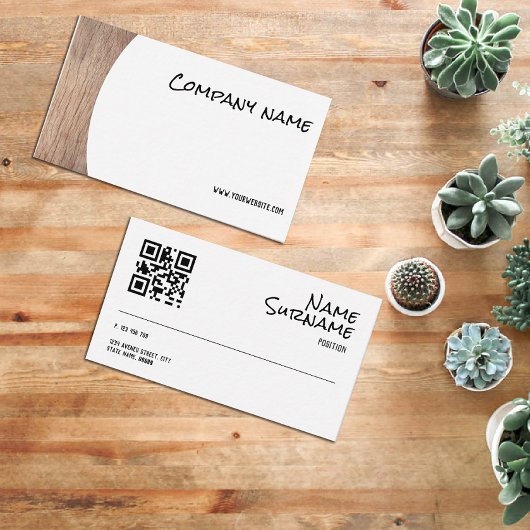 ミニマリスト木材写真QR名刺 名刺