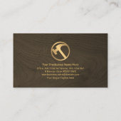 ミニマリスト木目パネル金ゴールドハンマーカーペンター 名刺 (裏面)