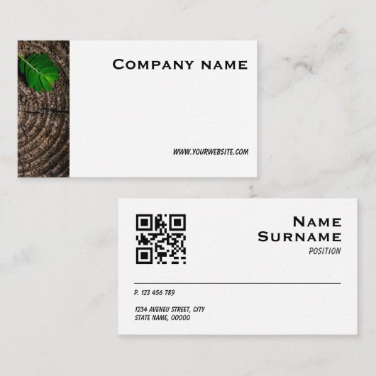 ミニマリスト木葉写真QR名刺 名刺 (正面/裏面)