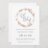 ミニマリスト木製おもちゃニュートラルベビーシャワー 招待状 (正面/裏面)