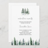 ミニマリスト松の木のベビーシャワー招待状 招待状 (正面/裏面)