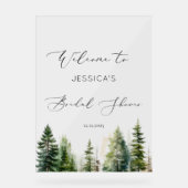 ミニマリスト松の木の森ブライダルシャワーへようこそ アクリルサイン (正面)