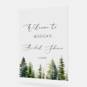 ミニマリスト松の木の森ブライダルシャワーへようこそ アクリルサイン (傾斜)