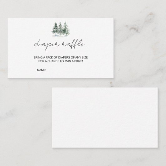 ミニマリスト松の木の赤ちゃんシャワーおむつラッフル 名刺 (正面/裏面)