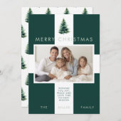 ミニマリスト松の木グリーンクリスマスホリデーフォト シーズンカード (正面/裏面)