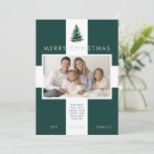 ミニマリスト松の木グリーンクリスマスホリデーフォト シーズンカード (スタンド正面)