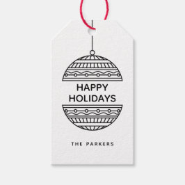 ミニマリスト柄のクリスマスボール Happy Seasons ギフトタグ