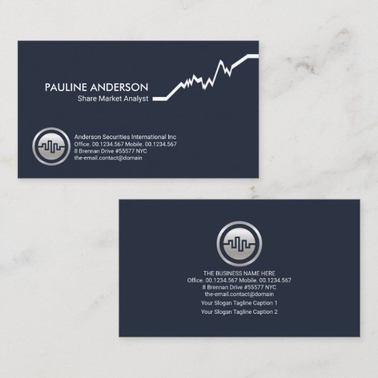 ミニマリスト株式市場グラフ金融市場 名刺 (正面/裏面)