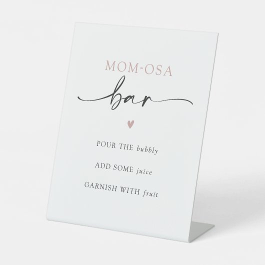 ミニマリスト桃佐バーカクテルメニューベビーシャワー 台座サイン (正面)