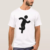 ミニマリスト棒人間アイコンTシャツ 走る男 Tシャツ (正面)