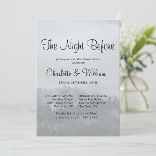 ミニマリスト森林の森林リ素朴ハーサルディナー 招待状 (スタンド正面)