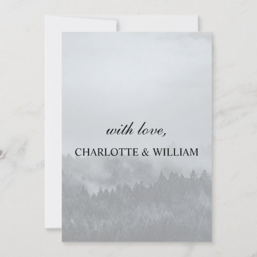 ミニマリスト森林の森林リ素朴ハーサルディナー 招待状 (裏面)