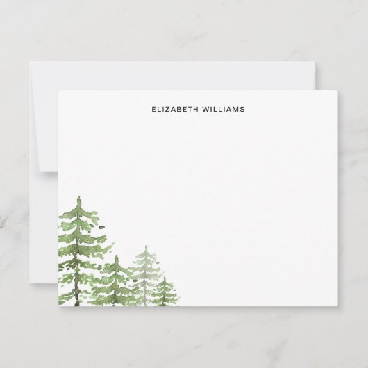 ミニマリスト森林山の木の水の色 ノートカード (正面)