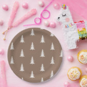 ミニマリスト森林茶色の素朴な松の木のパターン ペーパープレート (パーティー)