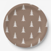 ミニマリスト森林茶色の素朴な松の木のパターン ペーパープレート (正面)