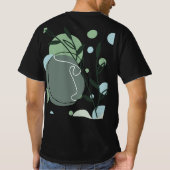 ミニマリスト植物グリーンアートTシャツ Tシャツ (裏面)