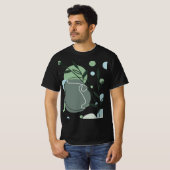 ミニマリスト植物グリーンアートTシャツ Tシャツ (正面フル)