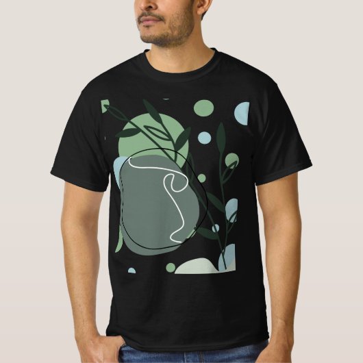ミニマリスト植物グリーンアートTシャツ Tシャツ (正面)