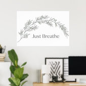 ミニマリスト植物ポスター Just Breathe ポスター (ホームオフィス)