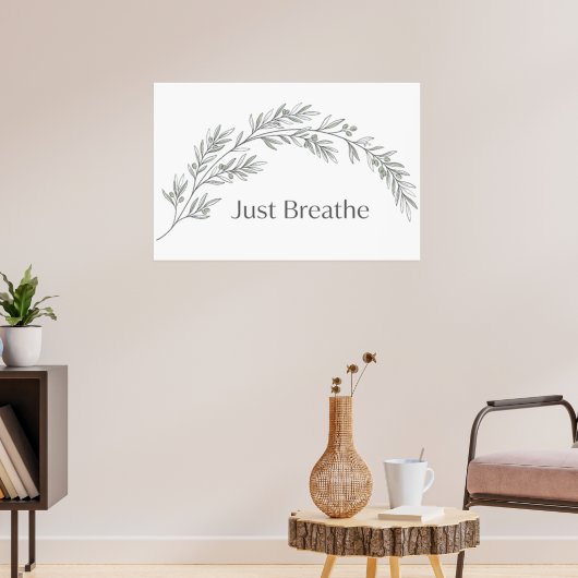 ミニマリスト植物ポスター Just Breathe ポスター (リビング3)