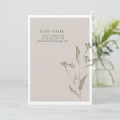 ミニマリスト植物中和自然秋の結婚式 セーブザデート (スタンド正面)