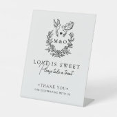 ミニマリスト植物学の鳩スクリプト結婚式の引き出物 台座サイン (正面)