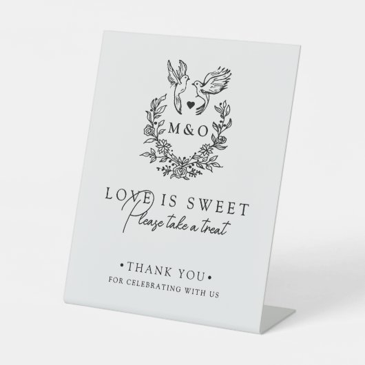 ミニマリスト植物学の鳩スクリプト結婚式の引き出物 台座サイン (正面)
