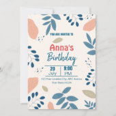ミニマリスト植物学エレガントフローラ誕生日 招待状 (正面)