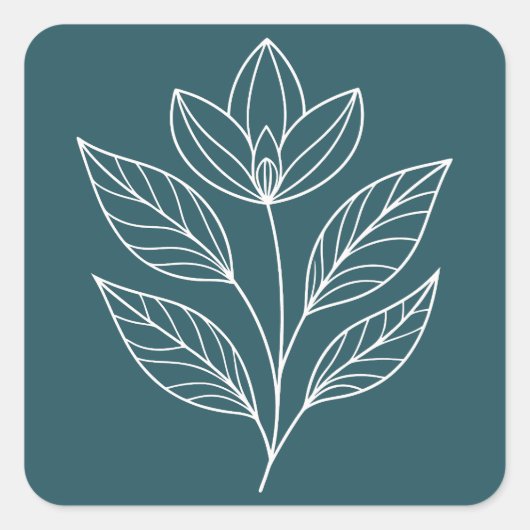 ミニマリスト植物学テーマ スクエアシール (正面)