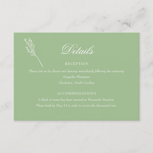 ミニマリスト植物学フローラ |の結婚詳細 エンクロージャーカード (正面)