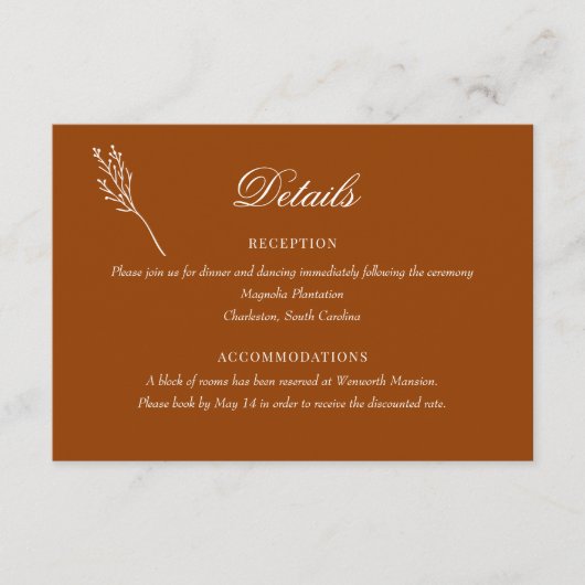 ミニマリスト植物学フローラ |の結婚詳細 エンクロージャーカード (正面)