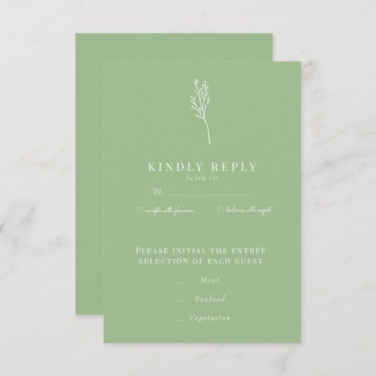 ミニマリスト植物学フローラ |フラワーシック結婚ズ 出欠カード (正面/裏面)