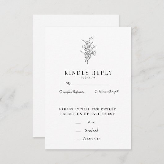 ミニマリスト植物学フローラ |フラワーシック結婚ズ 出欠カード (正面/裏面)