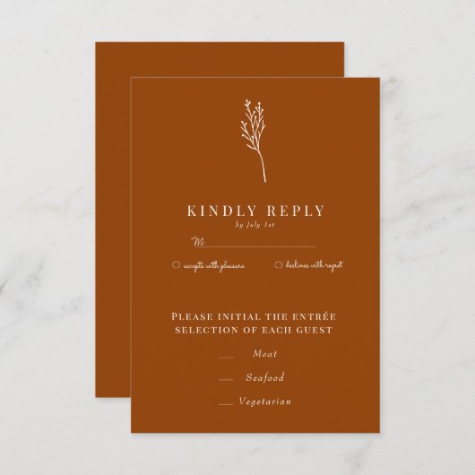 ミニマリスト植物学フローラ |フラワーシック結婚ズ 出欠カード (正面/裏面)