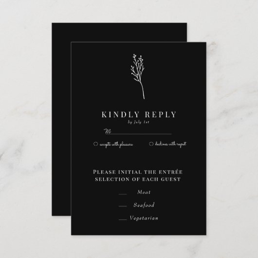 ミニマリスト植物学フローラ |フラワーシック結婚ズ 出欠カード (正面/裏面)