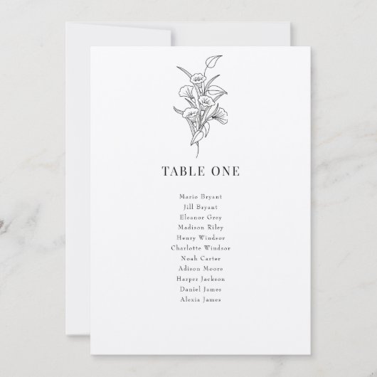 ミニマリスト植物学フローラ |座席用グラフカード 招待状 (正面)