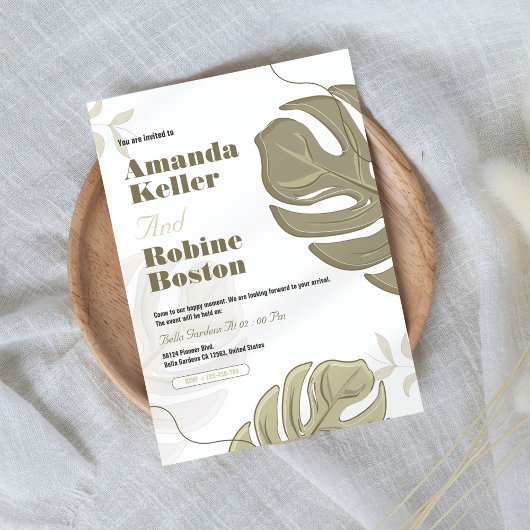 ミニマリスト植物学結婚式招待状 招待状