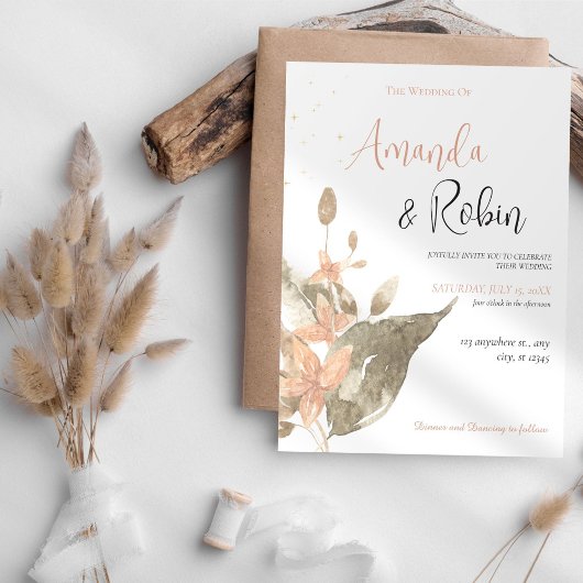 ミニマリスト植物学結婚式招待状 招待状