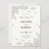 ミニマリスト植物学葉結婚式招待状 招待状 (正面)